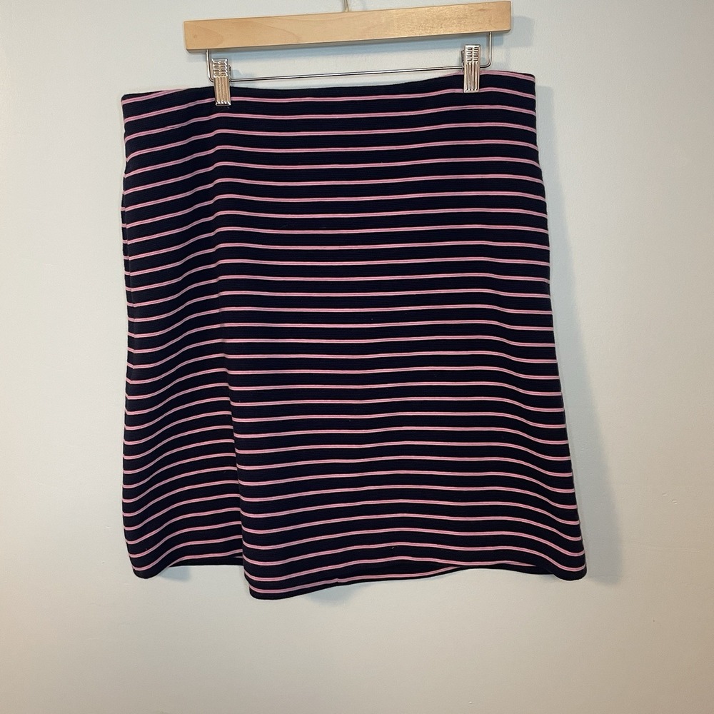 Talbots Skirt‎ Womens Size 14 Navy Pink Striped A-Line Unlined